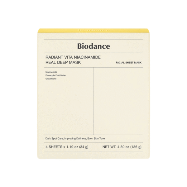 biodance radiant vita niacinamide real deep mask box of 4