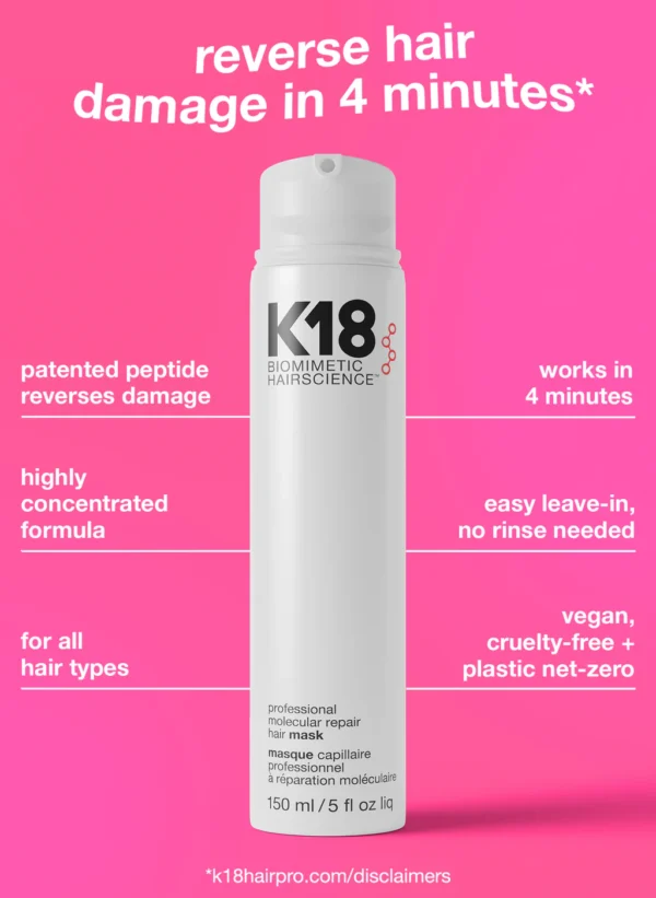 k18 full size leave in molecular repair hair mask 150ml